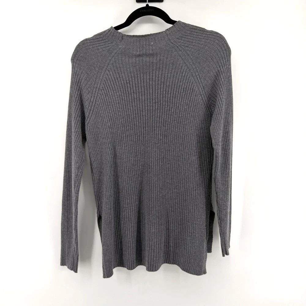 Elie Tahari Sweater Ribbed Cashmere Blend Small Gray Womens Knit Pullover